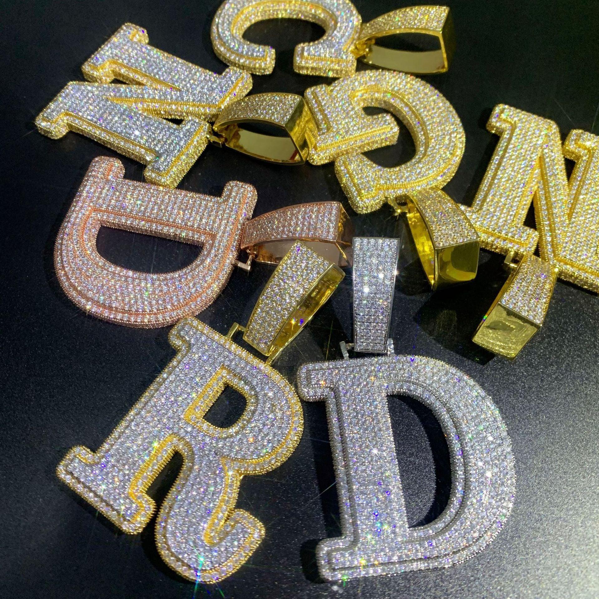 Iced Out Letter & Number Pendant | CZ Hip Hop Bling Jewelry Necklace - CaratixJewelry